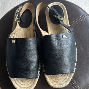 Michael Kors Black Leather Espadrille Sandals